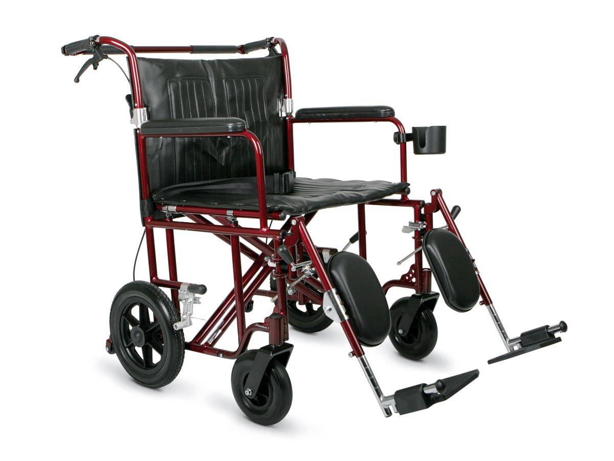Medline Freedom Plus Light Bariatric Transport Chair, folded for transport.