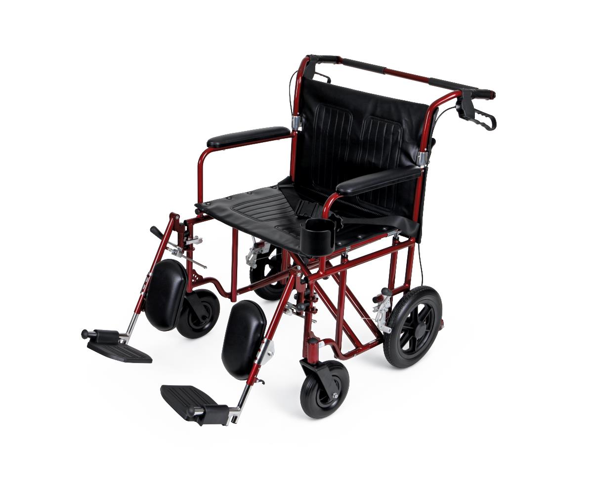 Medline Freedom Plus Light Bariatric Transport Chair, front view, with footrests.