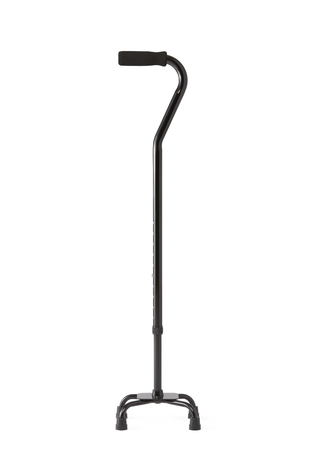 Side view of the Medline Aluminum Quad Cane, highlighting its aluminum shaft.