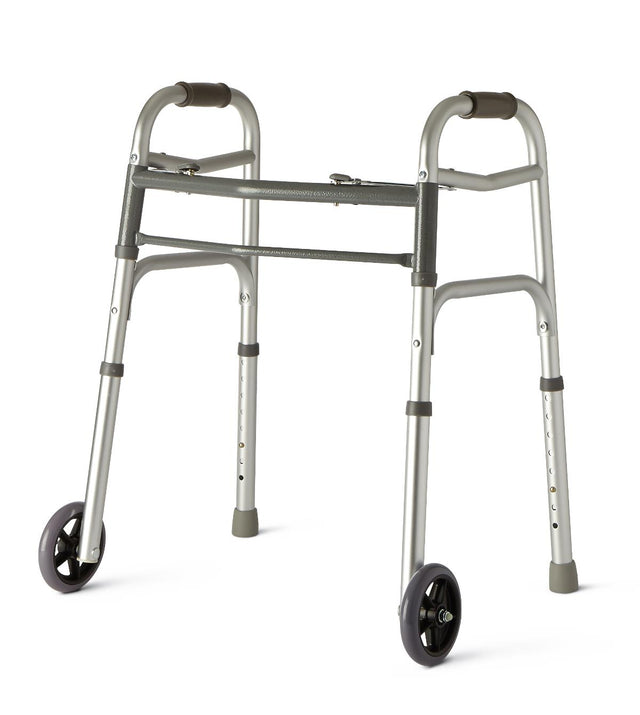 Medline Youth Two-button Folding Walkers With 5" Wheels - BeHope