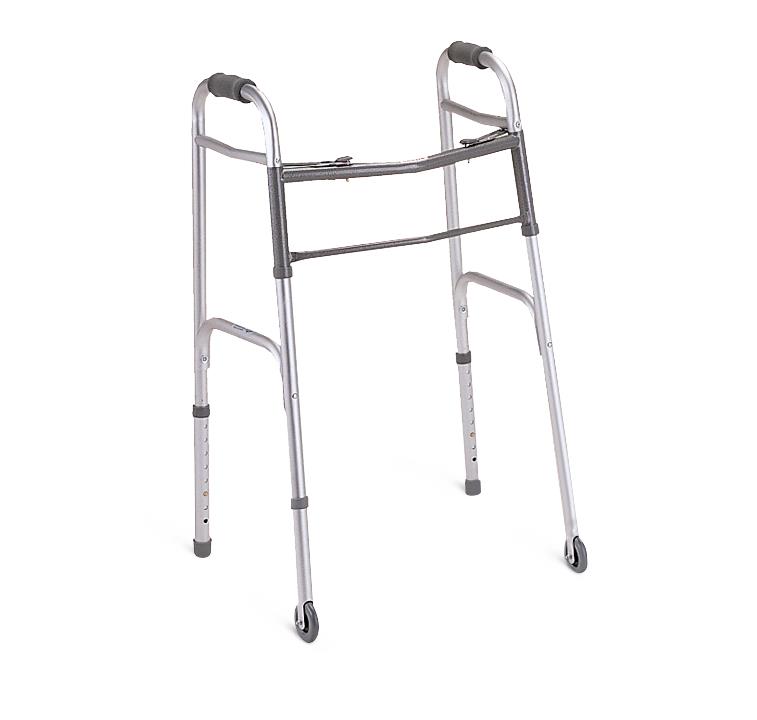 Medline Two-Button Folding Walkers with 3" Wheels - BeHope
