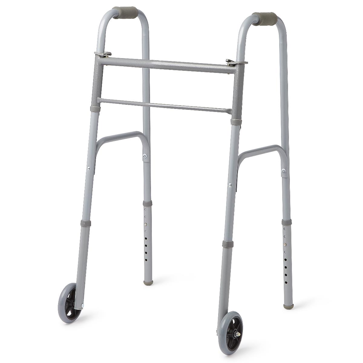 Medline Two-Button Folding Walkers with 5" Wheels - BeHope