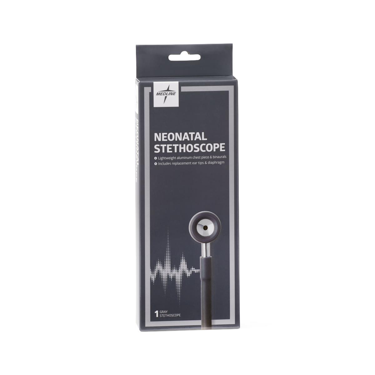 Medline Neonatal Stethoscope, detail of the binaurals and ear tips