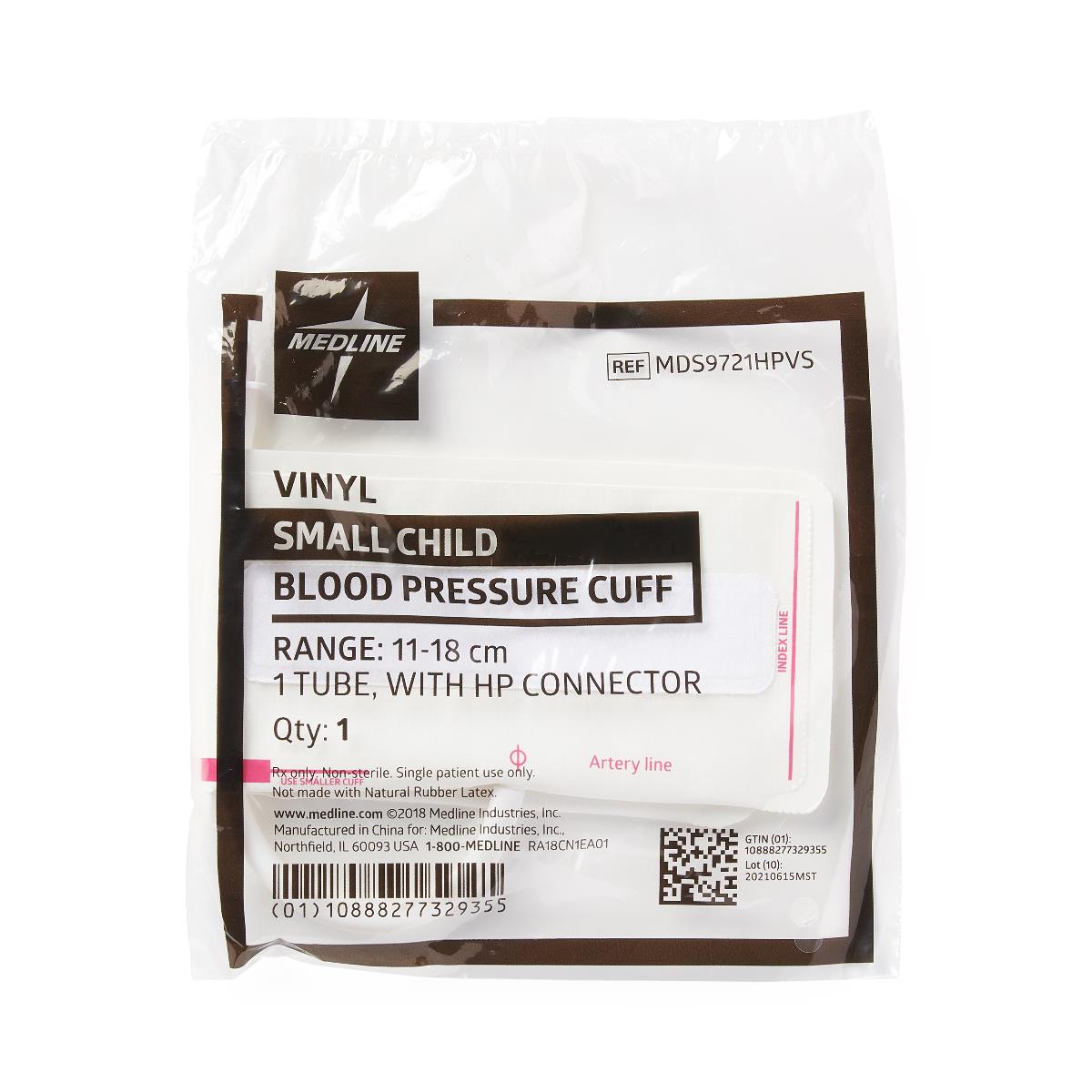 Medline Disposable Vinyl 1-Tube BP Cuffs with Bayonet Connector