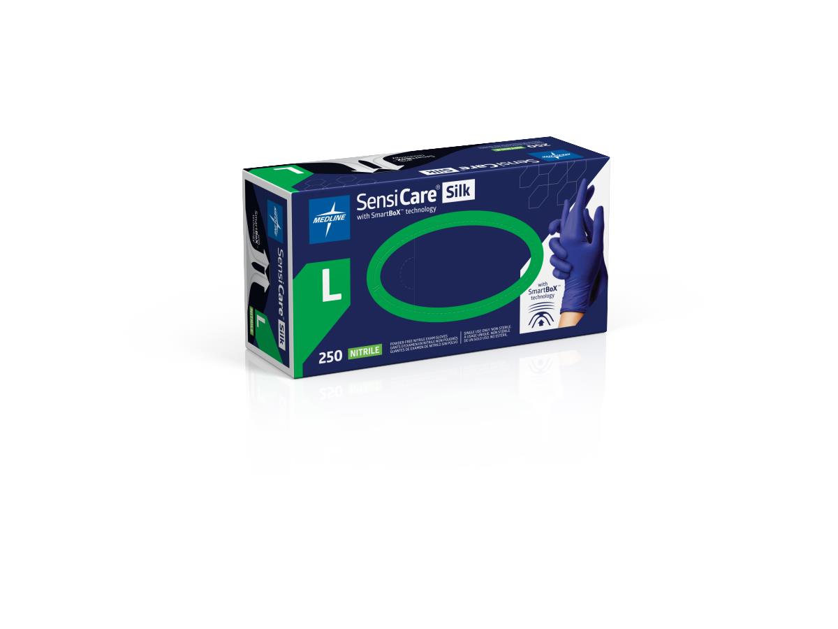SensiCare Silk Powder-Free Nitrile Exam Gloves with SmartBox Design