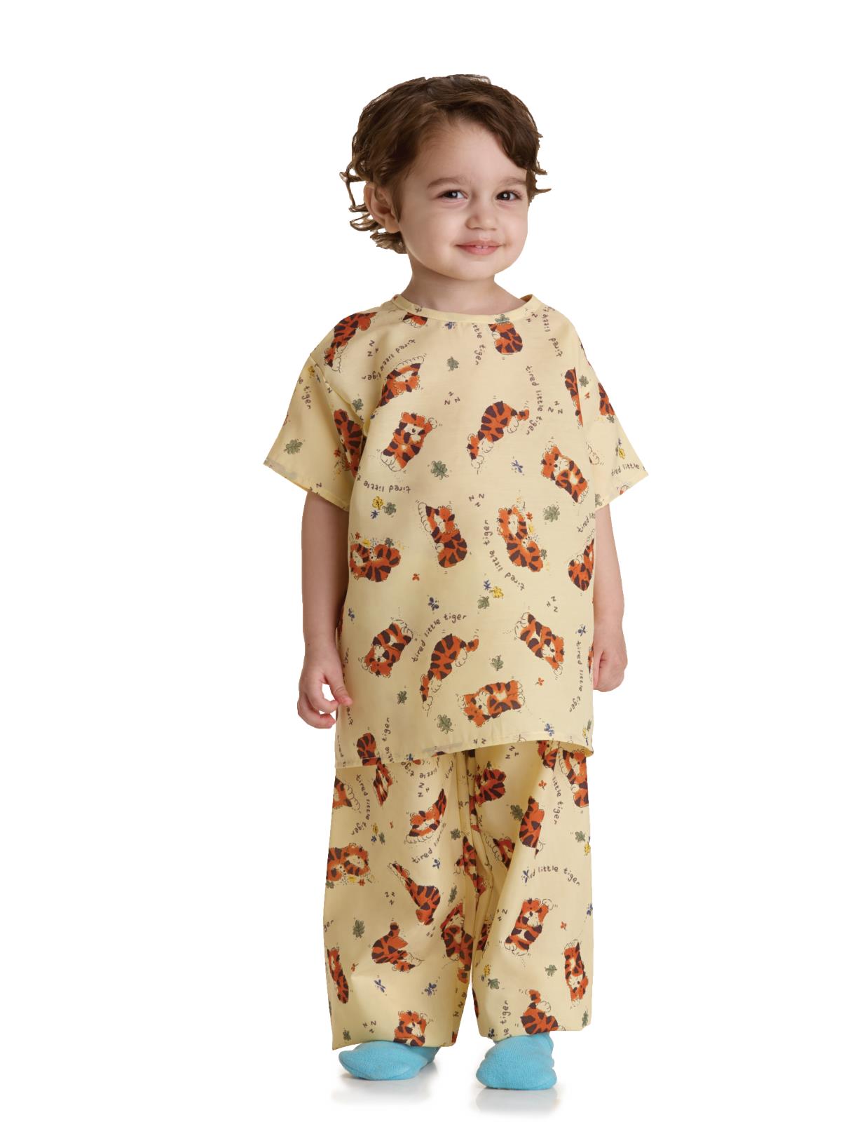 Medline Tired Tiger Tie-Closure Pediatric Patient Gowns