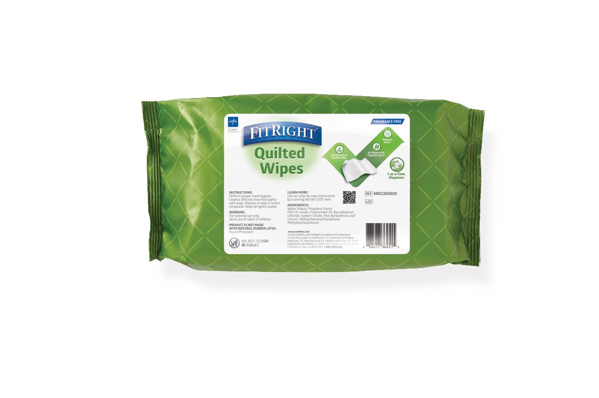 FitRight Aloe Quilted Personal Cleansing Wipes - BeHope
