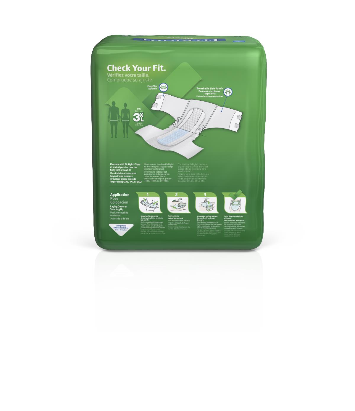 Fitright 3XL cloth-like adult incontinence briefs, side view.