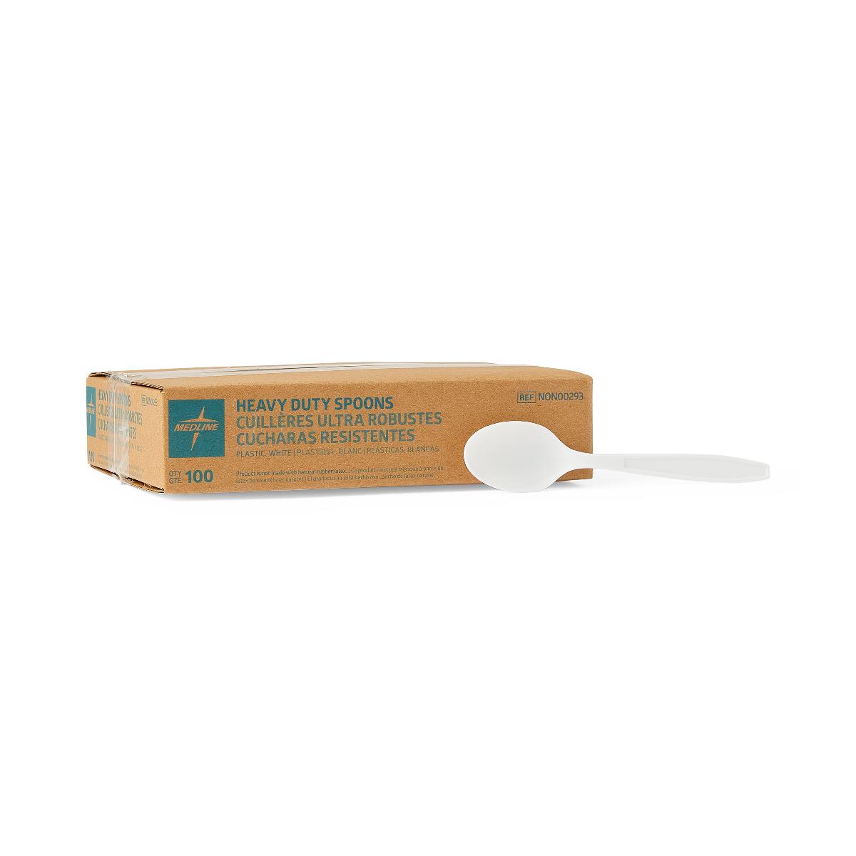 Medline Disposable White Plastic Spoons - BeHope