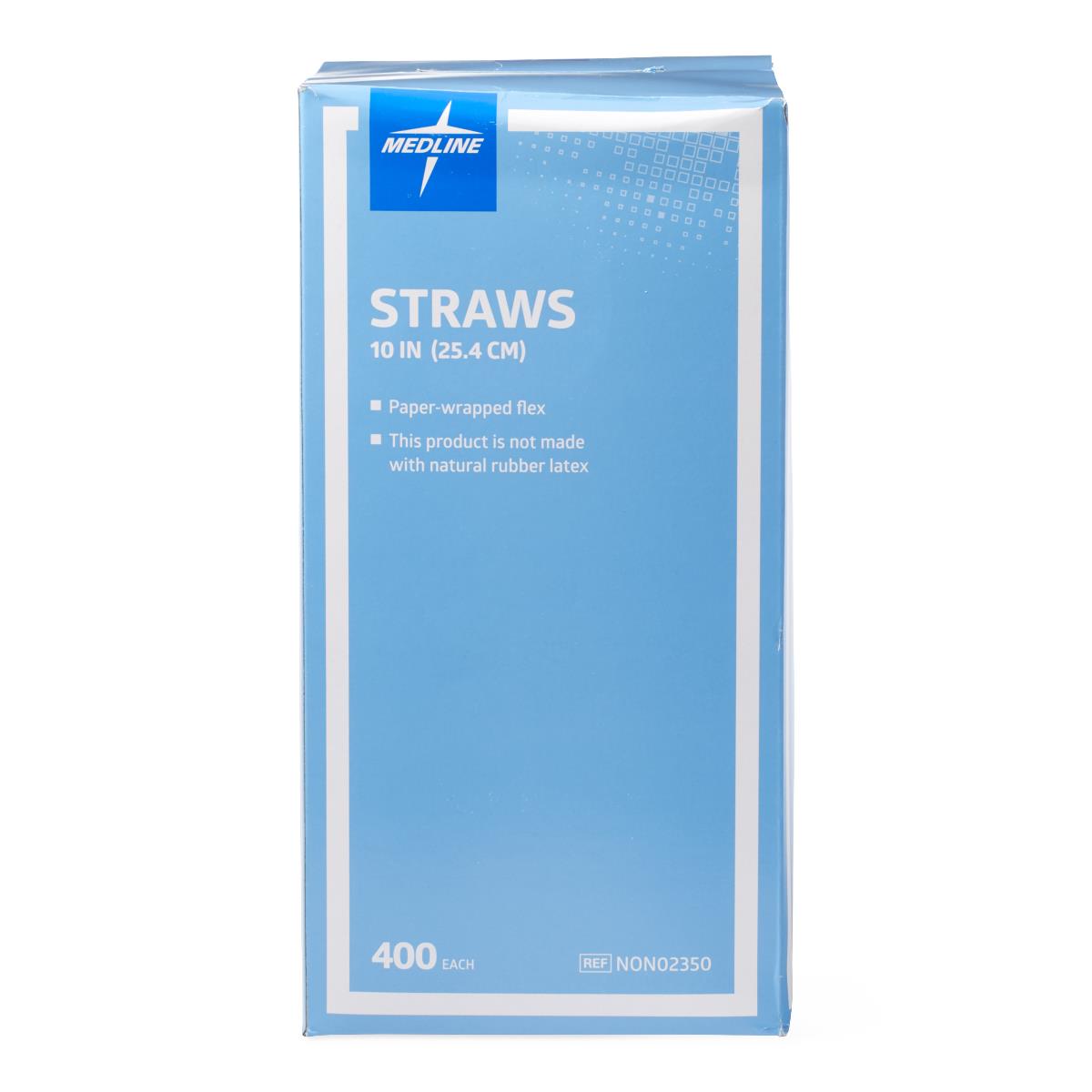 Medline flexible plastic drinking straws, box open with straws inside