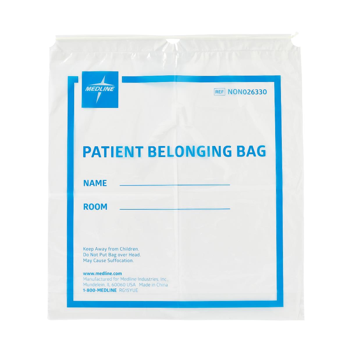Medline Plastic Patient Belongings Bags with Drawstring