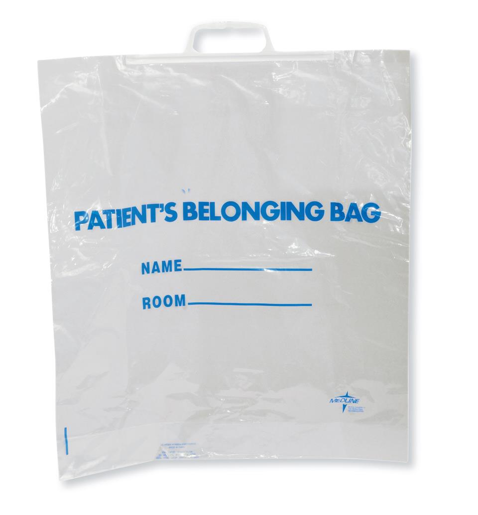 Medline Plastic Patient Belongings Bags with Rigid Handle