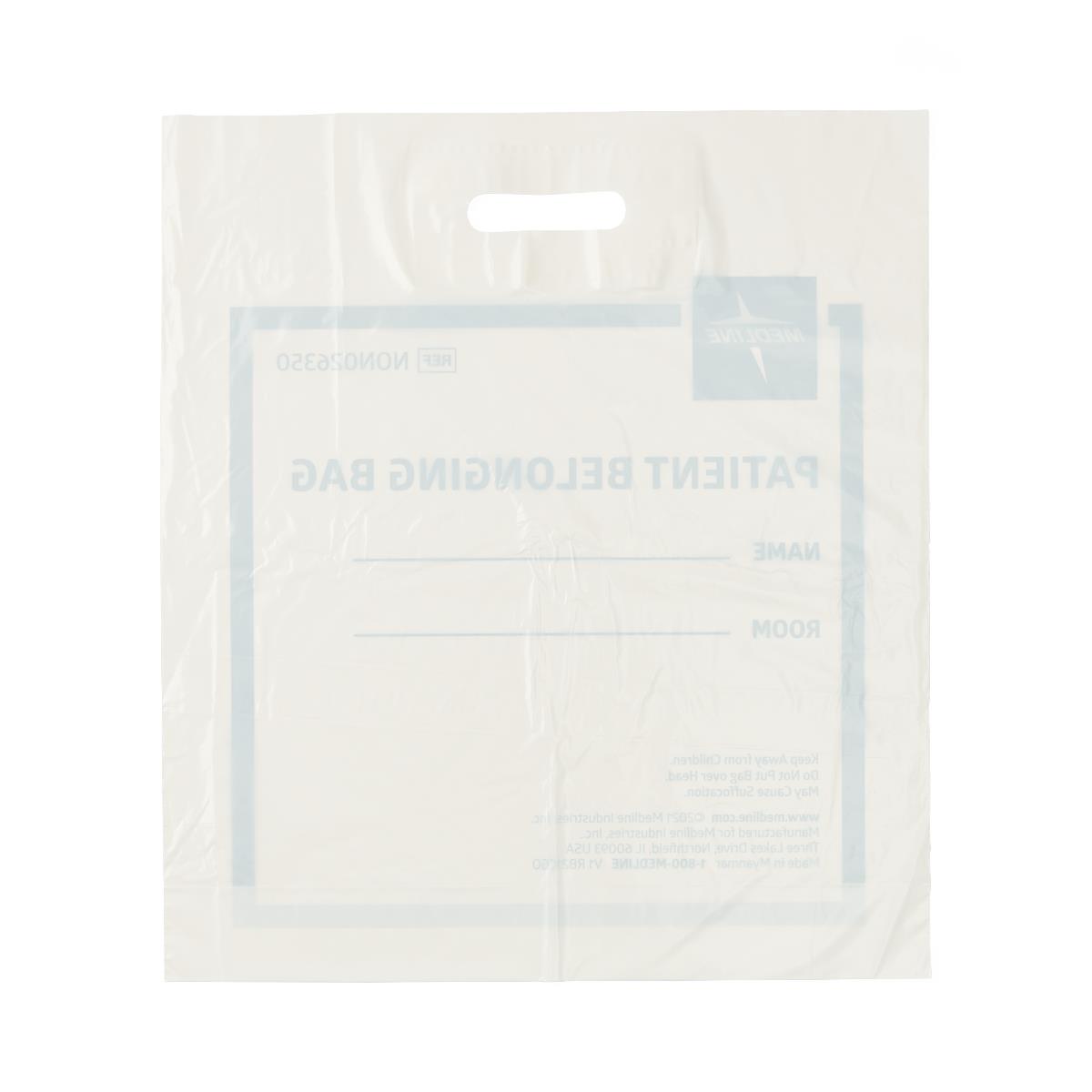 Medline Plastic Patient Belongings Bags with Patch Handle