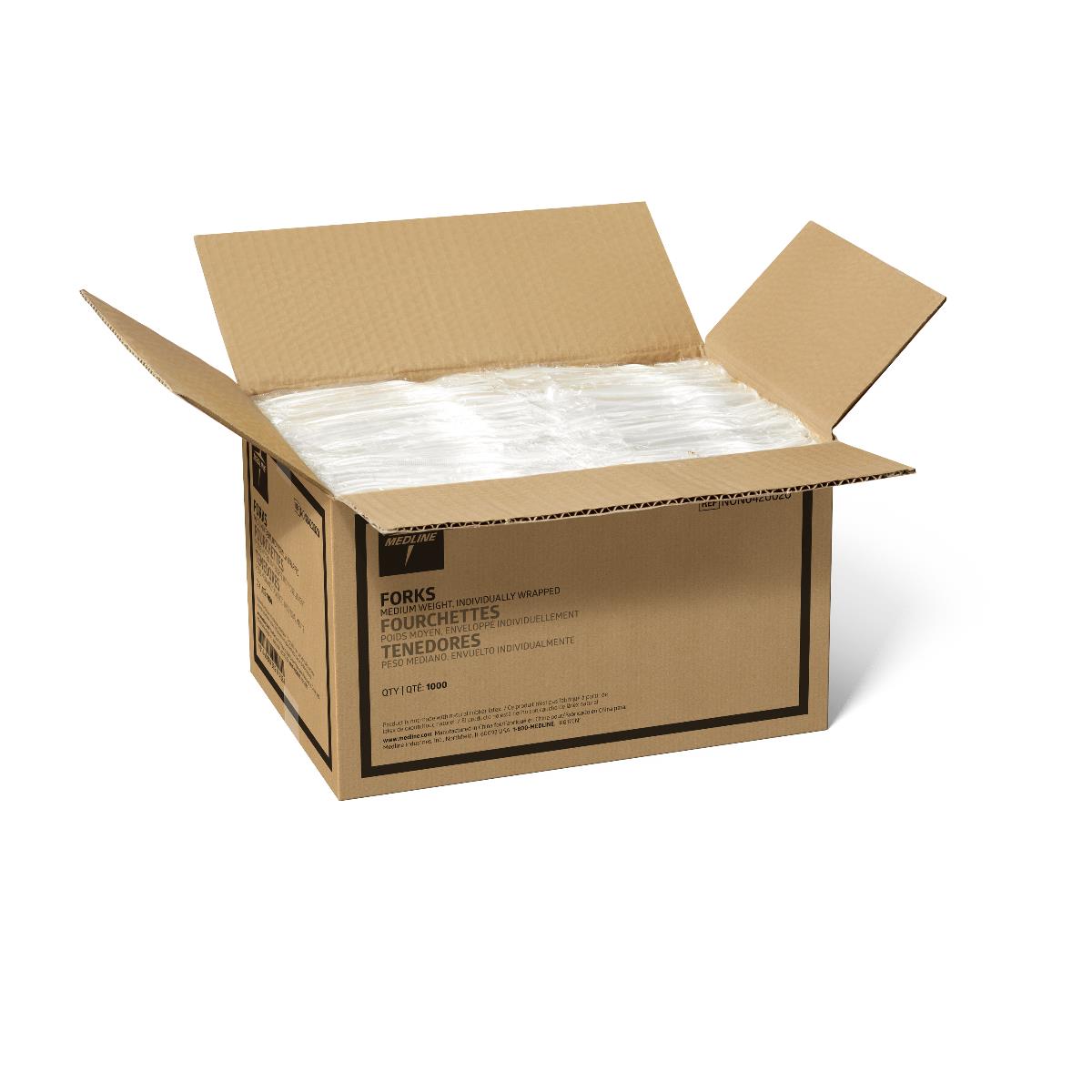 Medline Disposable White Plastic Forks