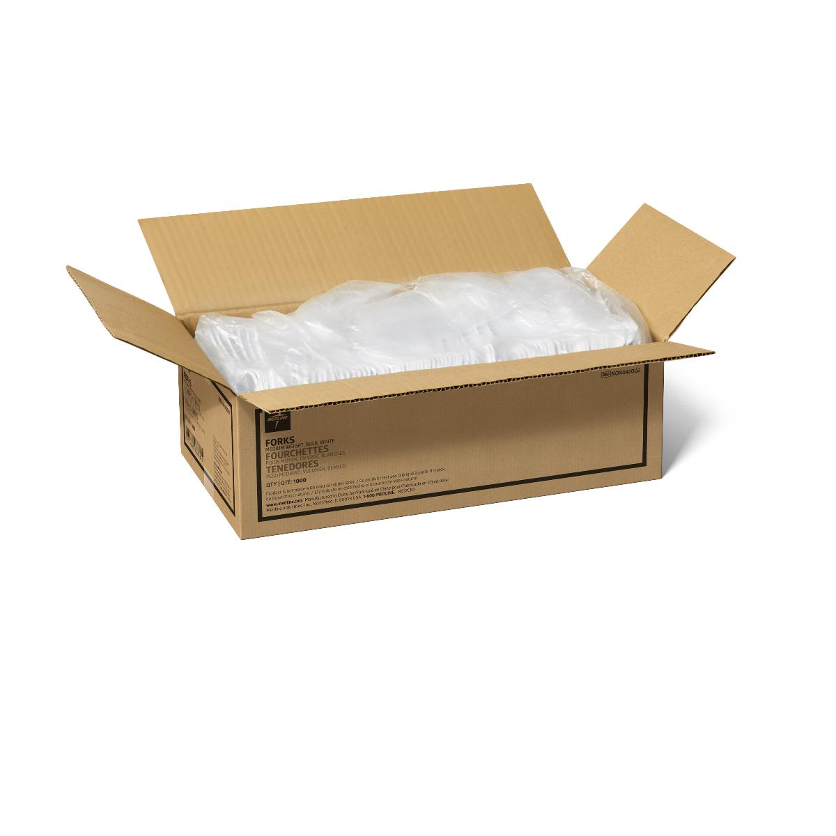 Medline Disposable White Plastic Forks