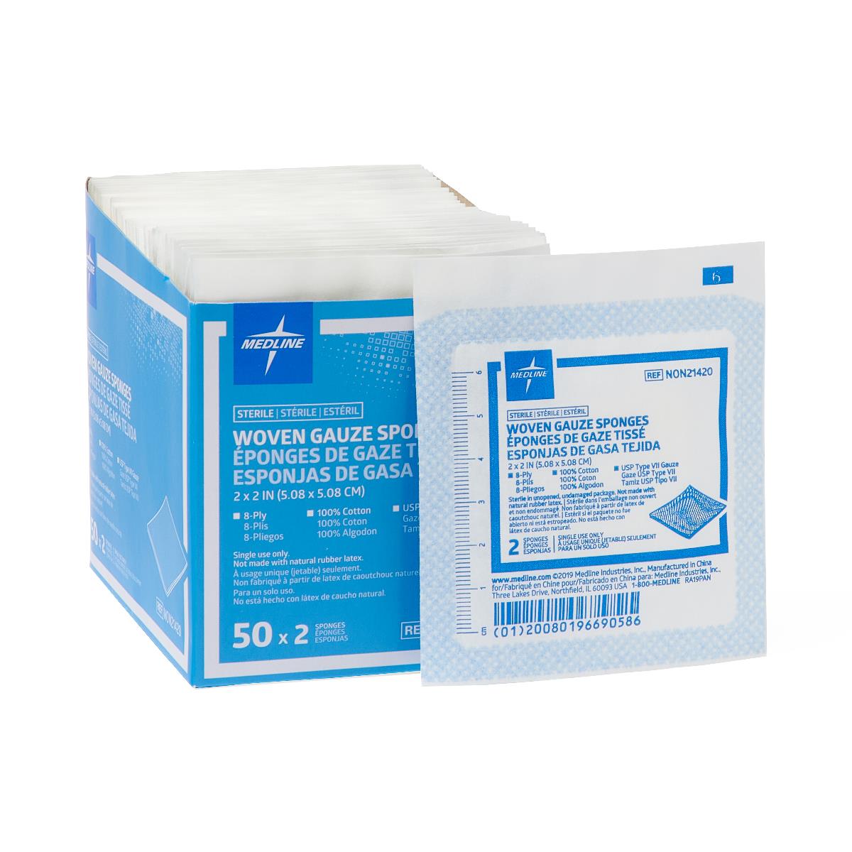 Medline Sterile 100% Cotton Woven Gauze Sponges - BeHope
