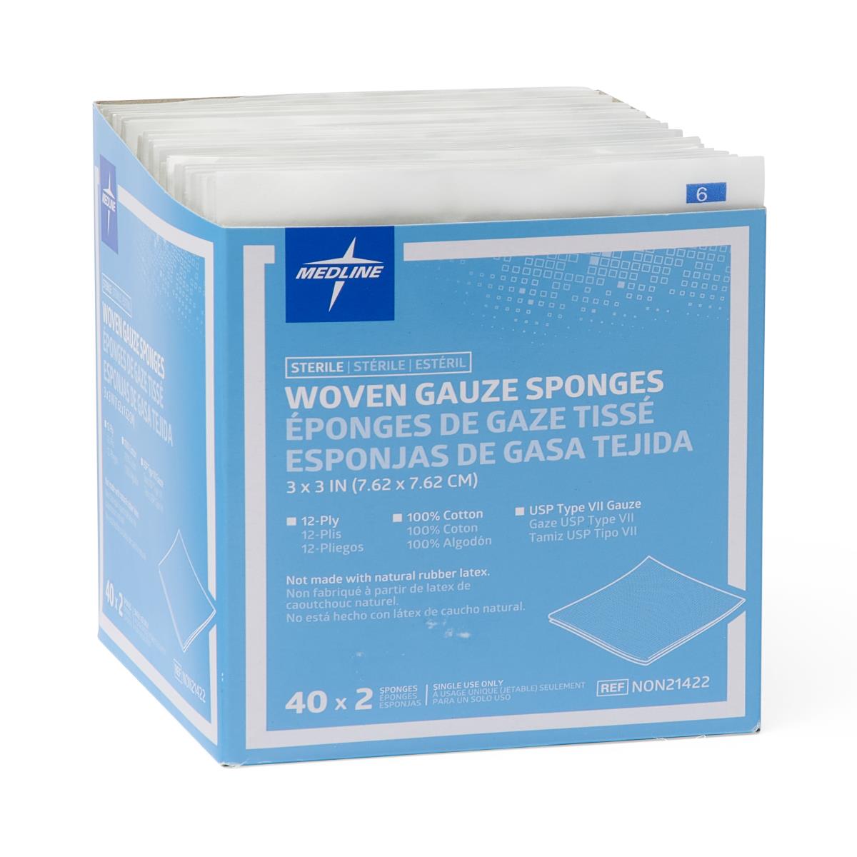 Medline Sterile 100% Cotton Woven Gauze Sponges