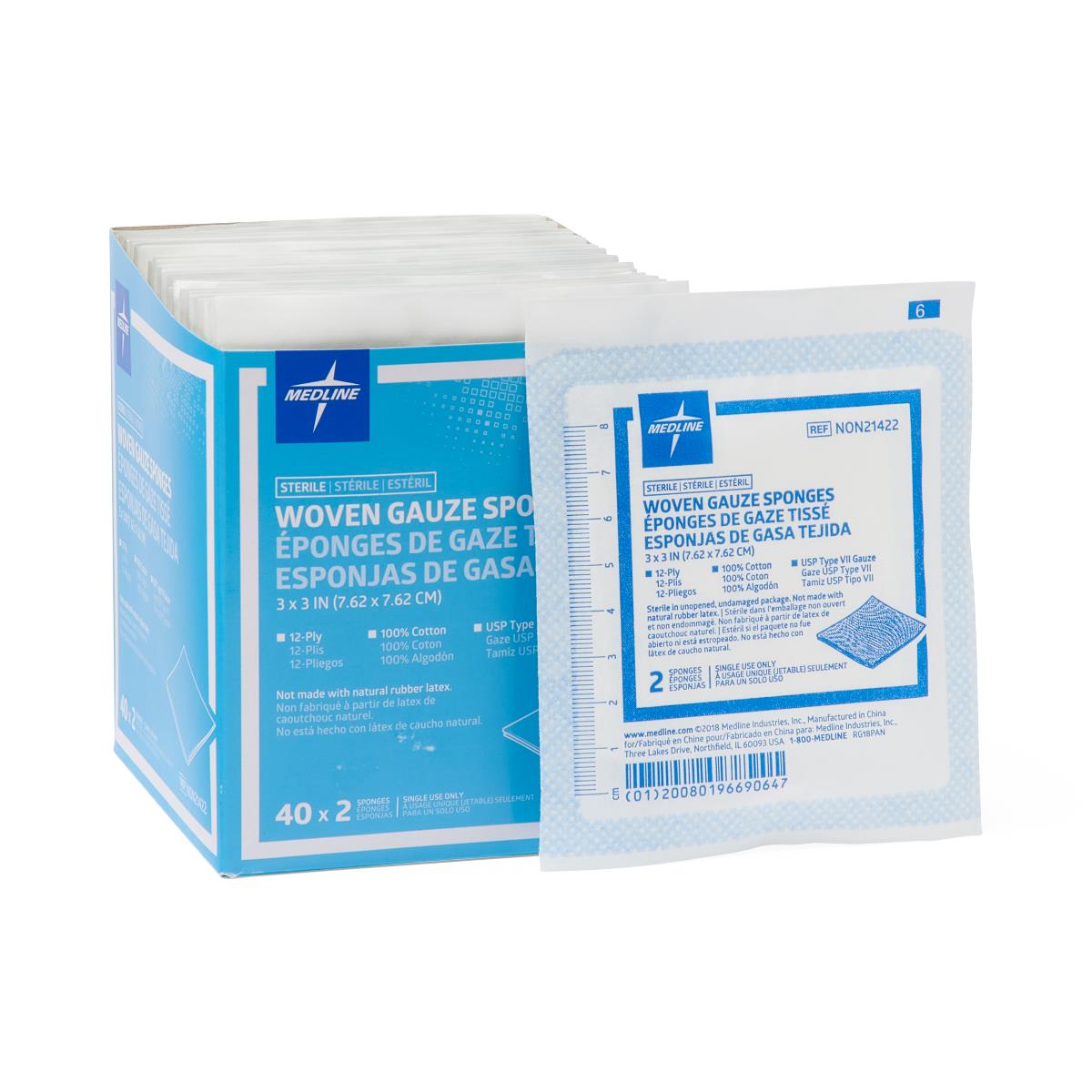 Medline Sterile 100% Cotton Woven Gauze Sponges - BeHope