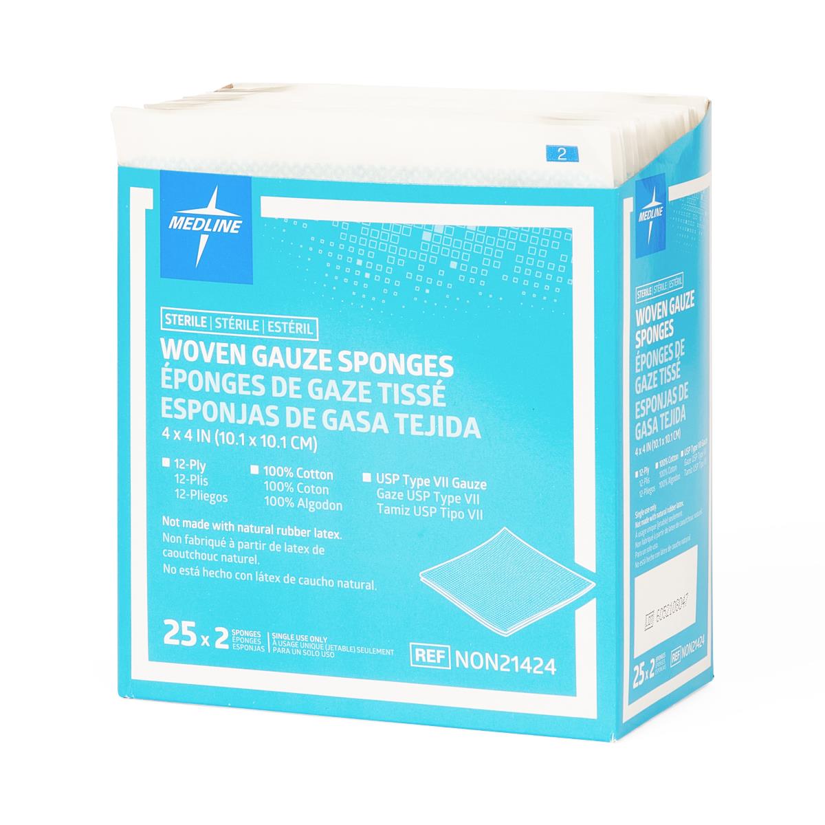Medline Sterile 100% Cotton Woven Gauze Sponges