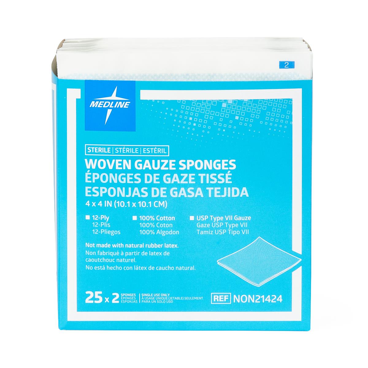Medline Sterile 100% Cotton Woven Gauze Sponges