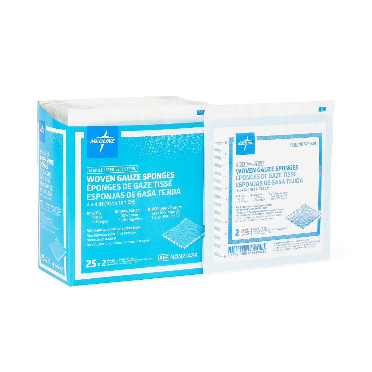 Medline Sterile 100% Cotton Woven Gauze Sponges - BeHope