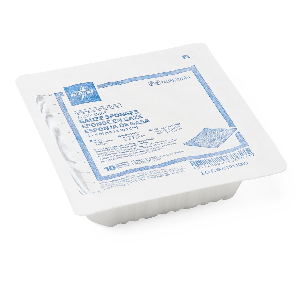 Medline Sterile 100% Cotton Woven Gauze Sponges