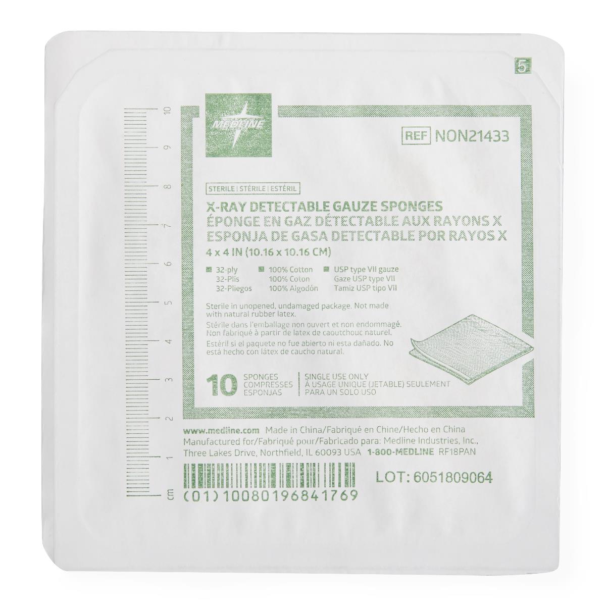 Medline Sterile 100% Cotton X-ray Detectable Gauze Sponges - BeHope