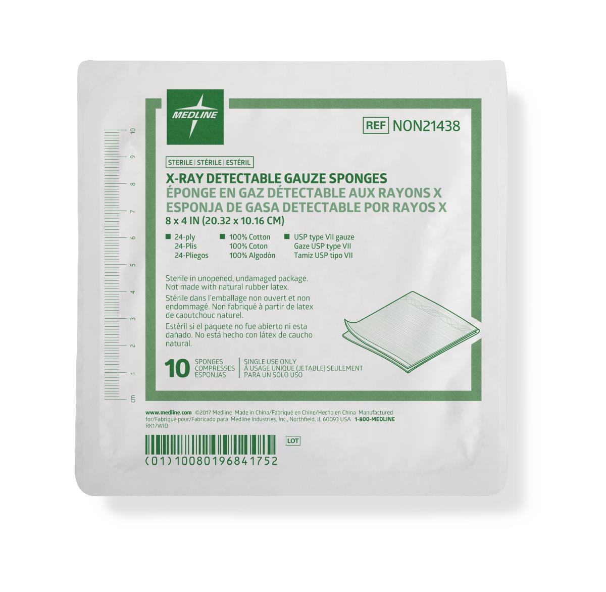 Medline Sterile 100% Cotton X-ray Detectable Gauze Sponges - BeHope