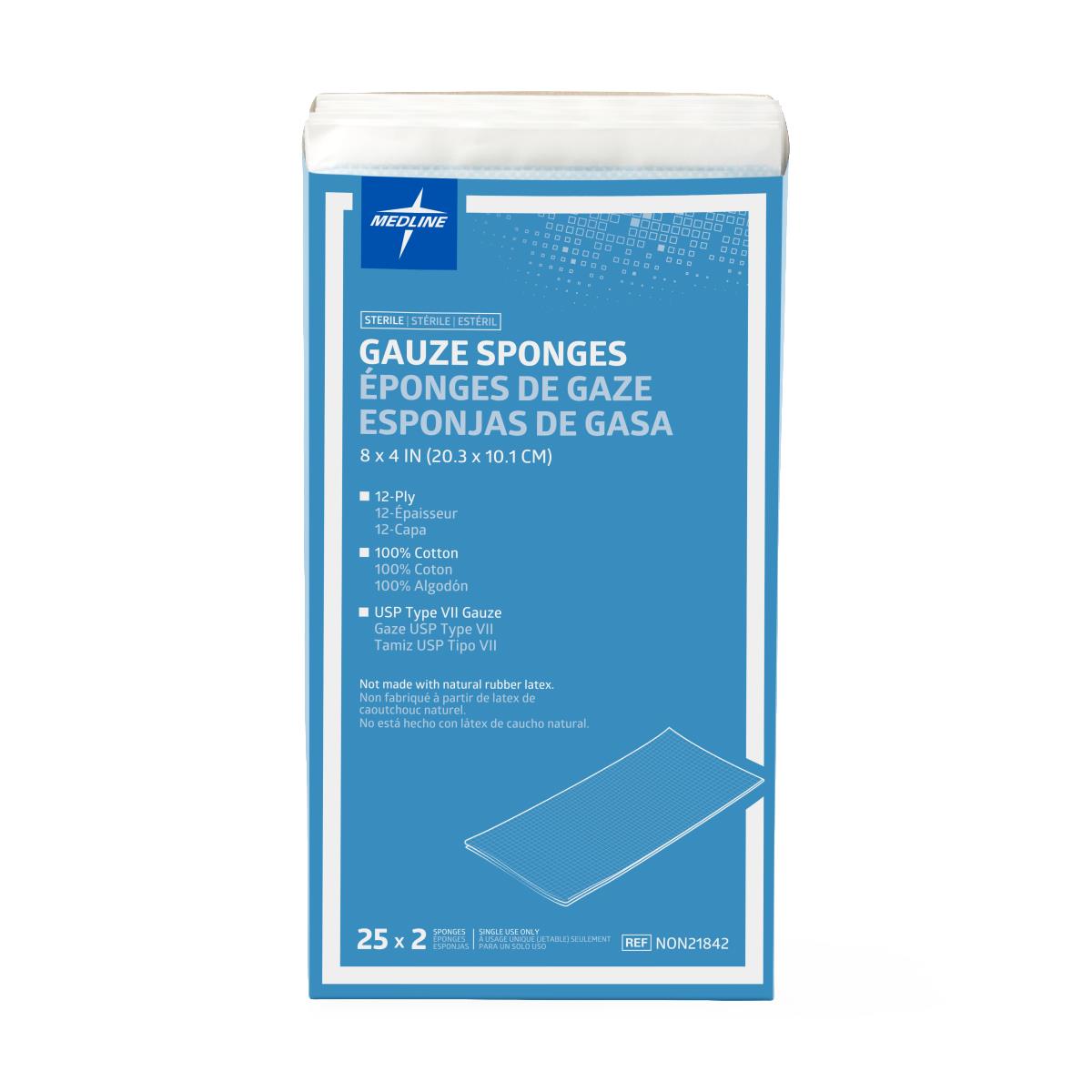 Medline Sterile 100% Cotton Woven Gauze Sponges