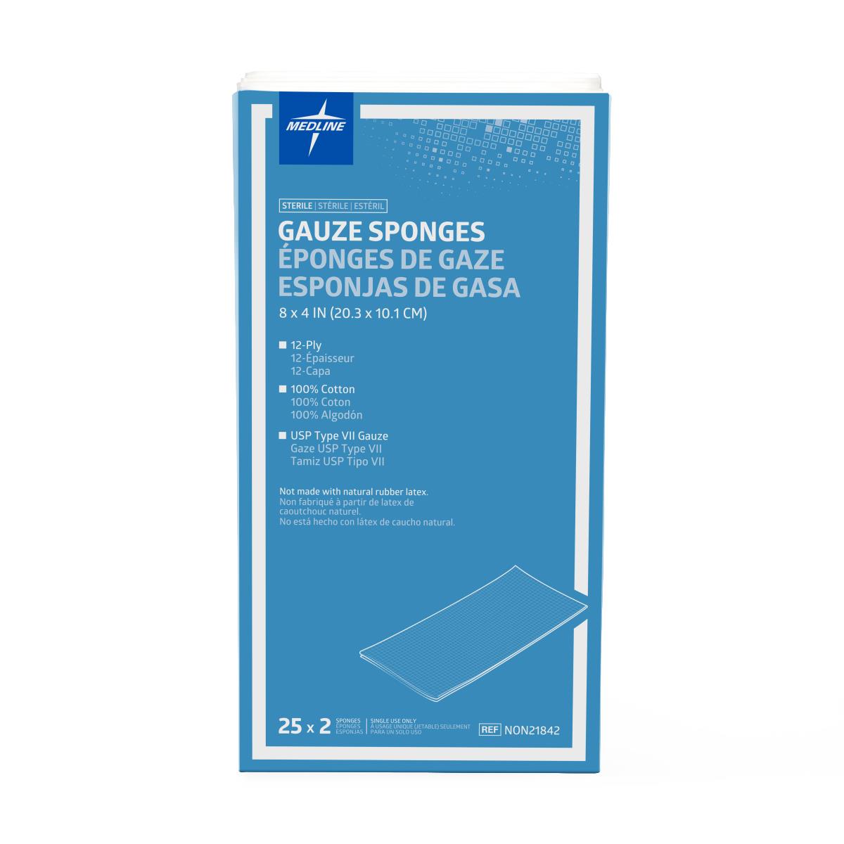 Medline Sterile 100% Cotton Woven Gauze Sponges