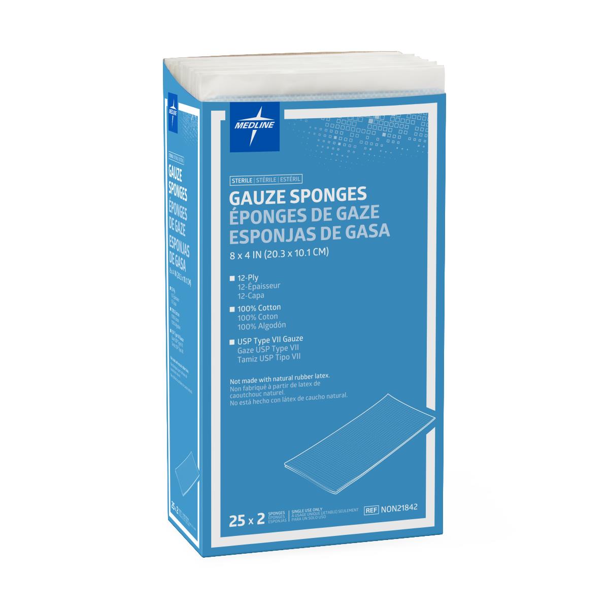 Medline Sterile 100% Cotton Woven Gauze Sponges