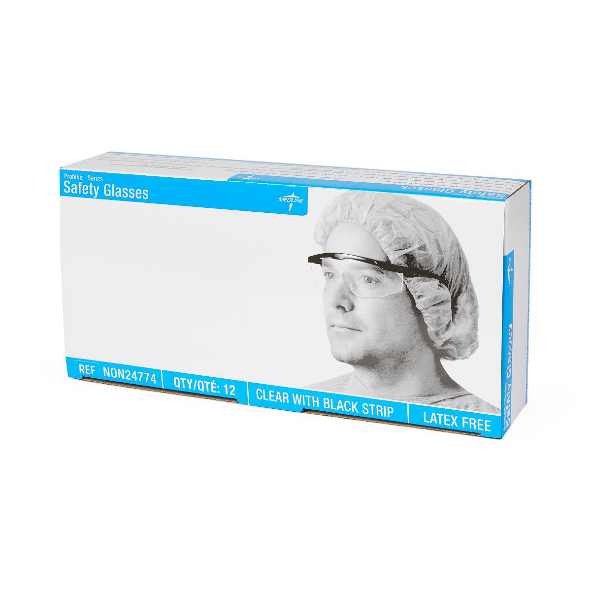 Medline Clear Safety Glasses with Black Frame
