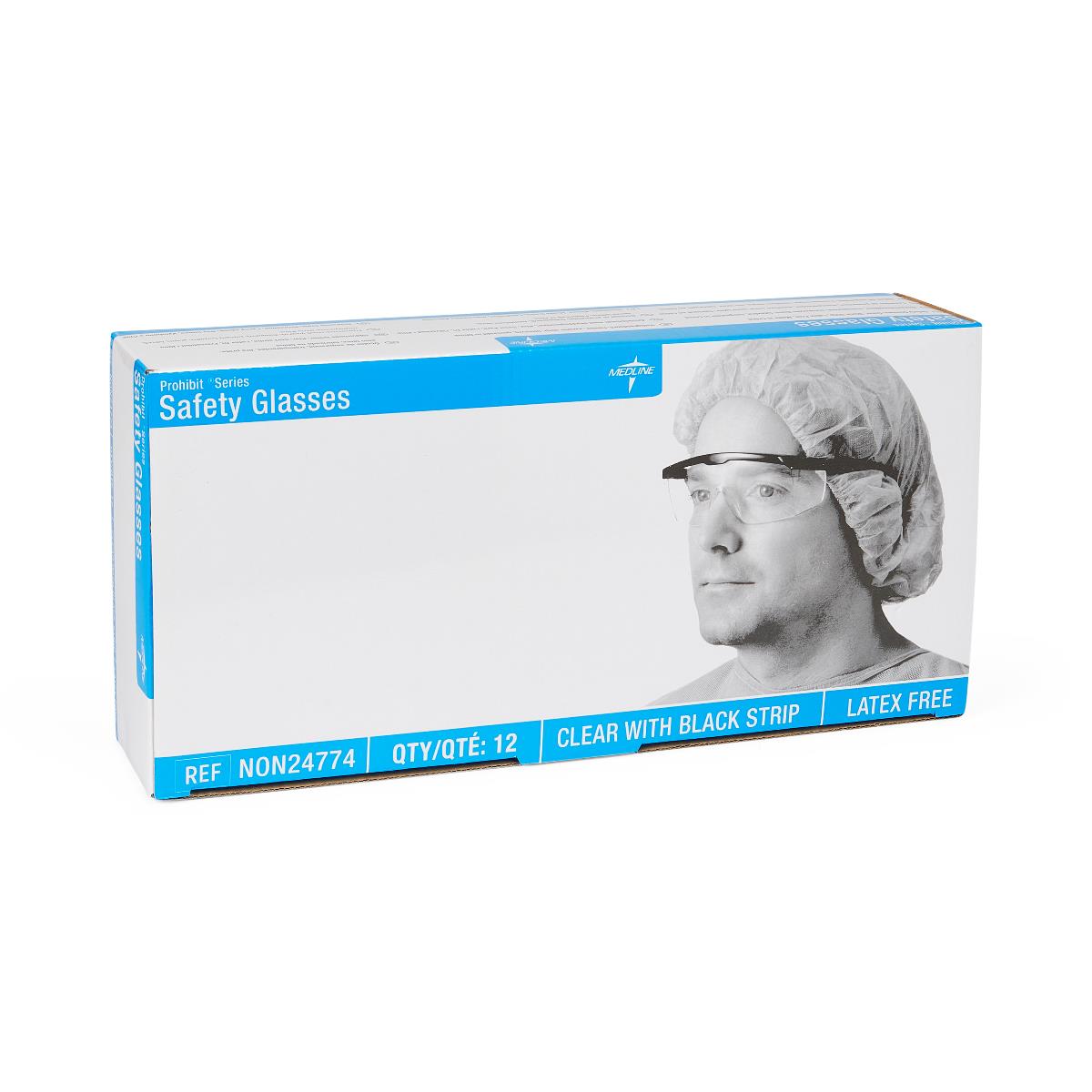 Medline Clear Safety Glasses with Black Frame