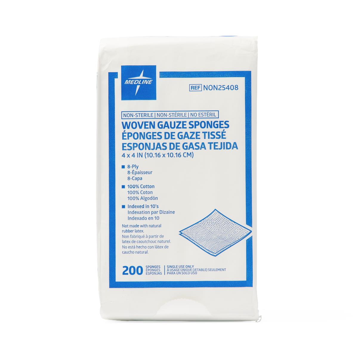 Medline Nonsterile 100% Cotton Woven Gauze Sponges