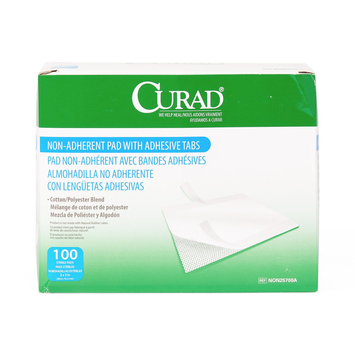 CURAD Sterile Nonadherent Pads with Adhesive Tabs