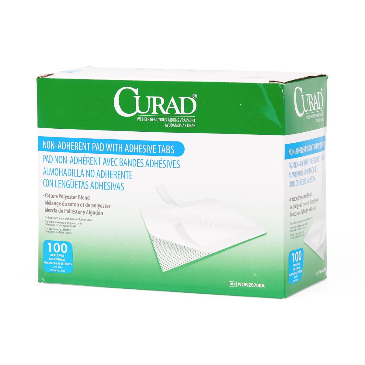 CURAD Sterile Nonadherent Pads with Adhesive Tabs