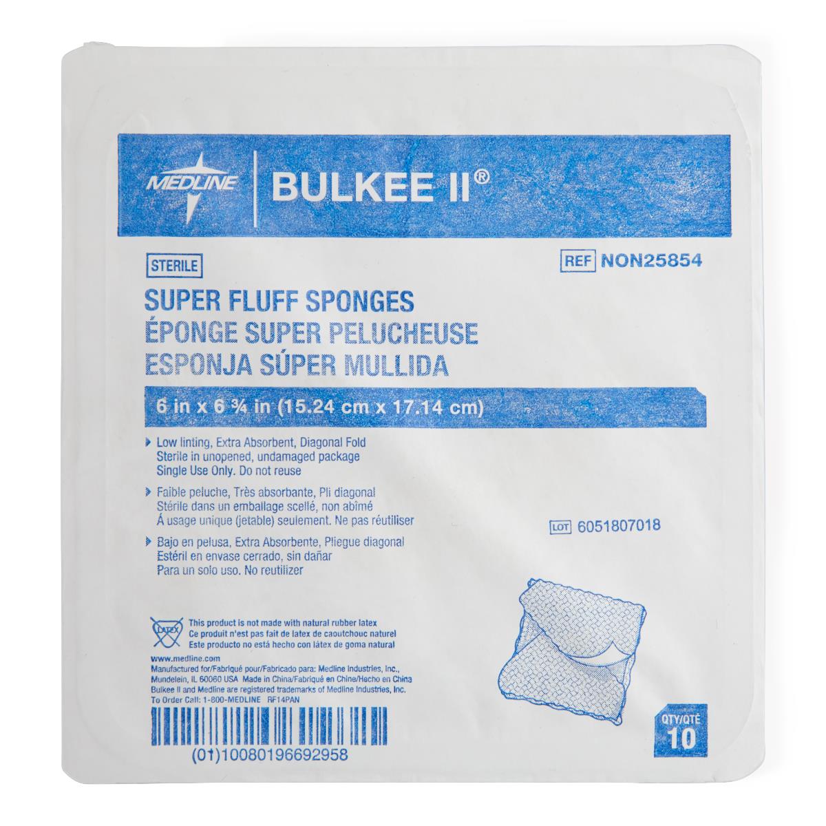 Medline Sterile Bulkee II Extra Absorbent Super Fluff Sponge - BeHope