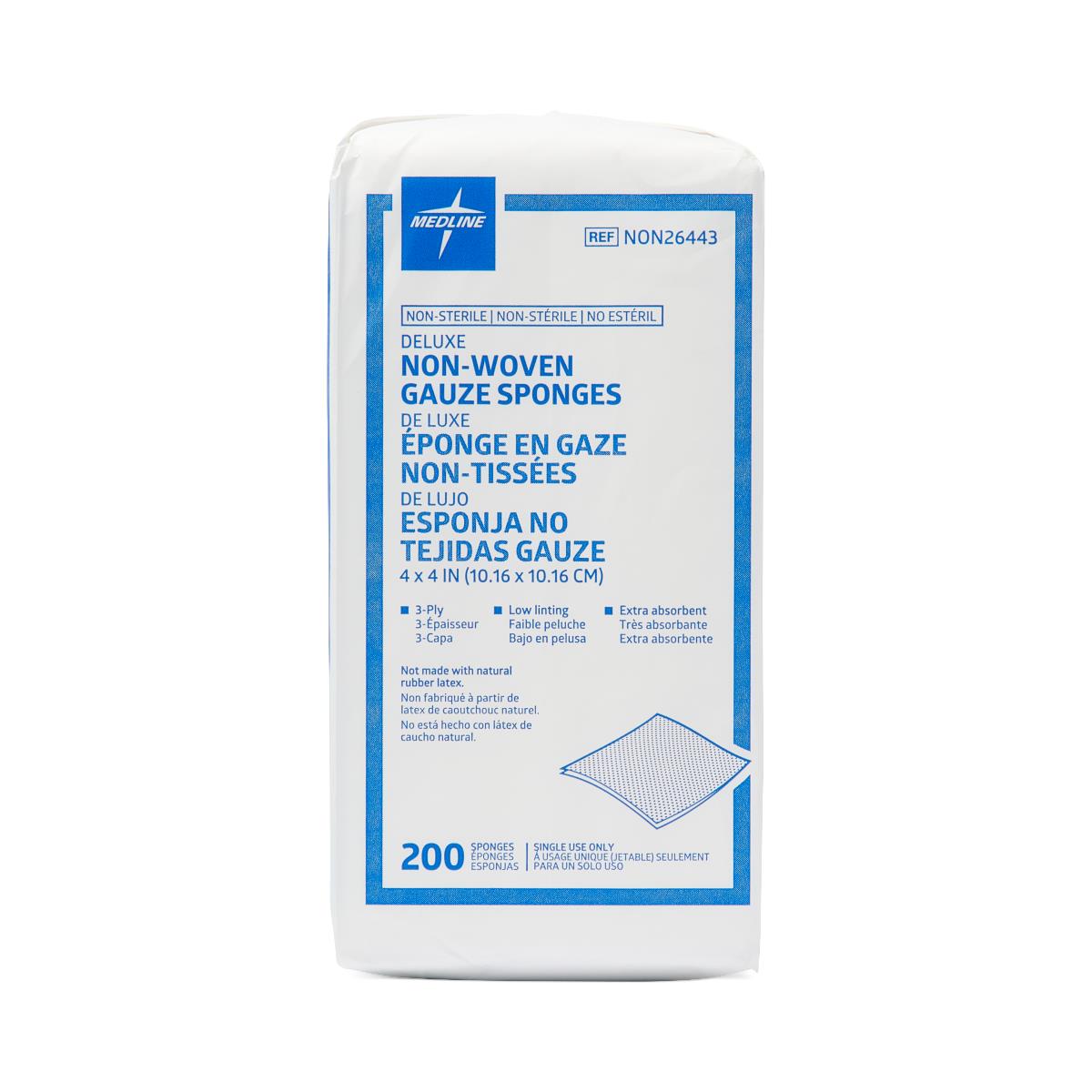Medline Deluxe Nonsterile Nonwoven Gauze Sponges