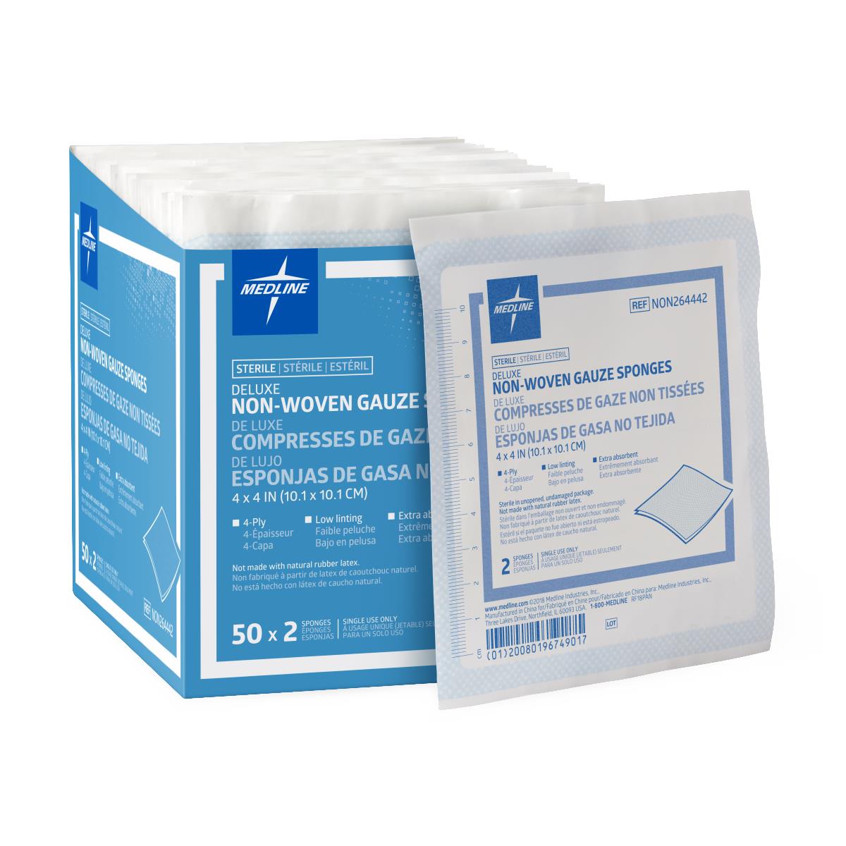 Medline Deluxe Sterile Nonwoven Gauze Sponges - BeHope