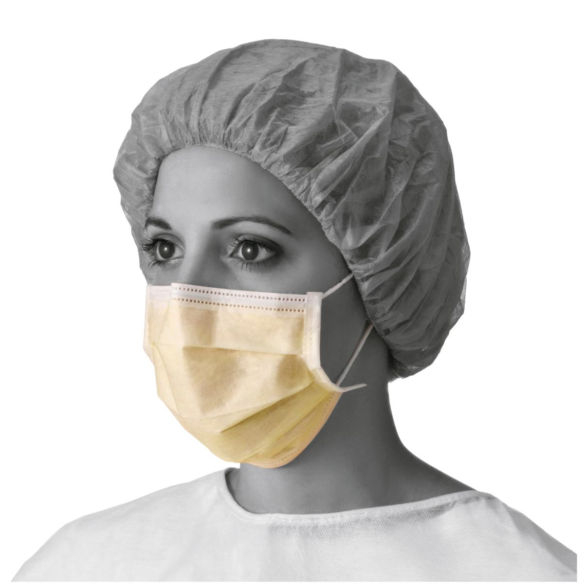 Medline ASTM Level 1 Yellow Procedure Face Mask with Ear Loops