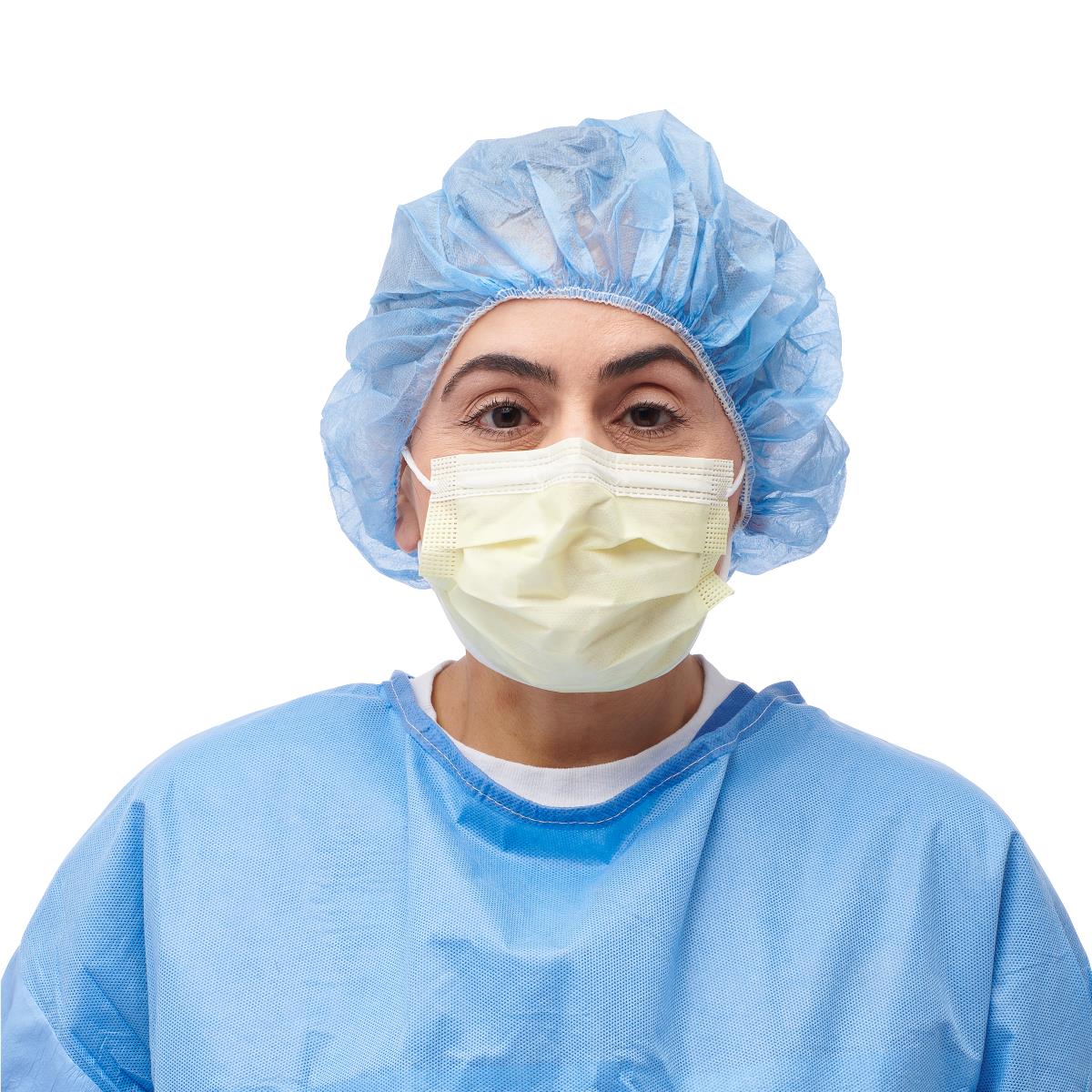 Medline ASTM Level 1 Yellow Procedure Face Mask with Ear Loops