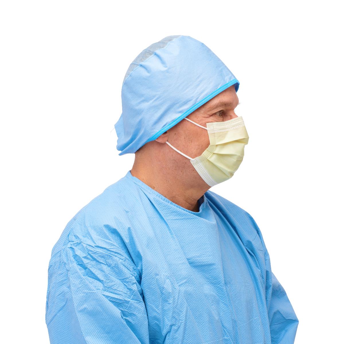 Medline ASTM Level 1 Yellow Procedure Face Mask with Ear Loops