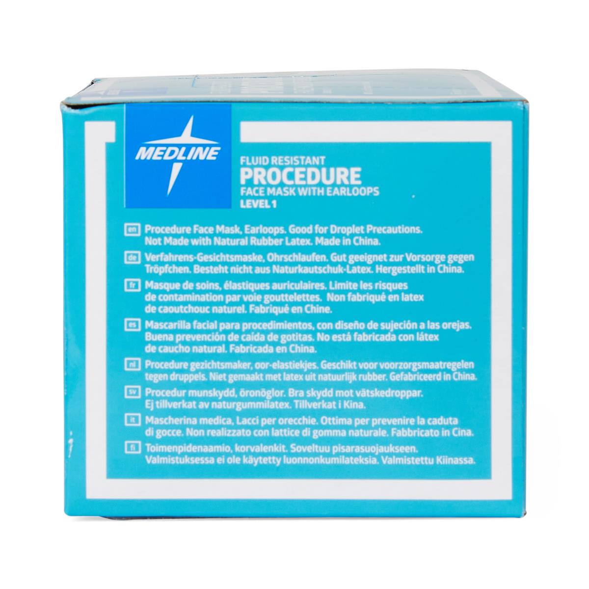 Medline ASTM Level 1 White Procedure Face Mask with Ear Loops