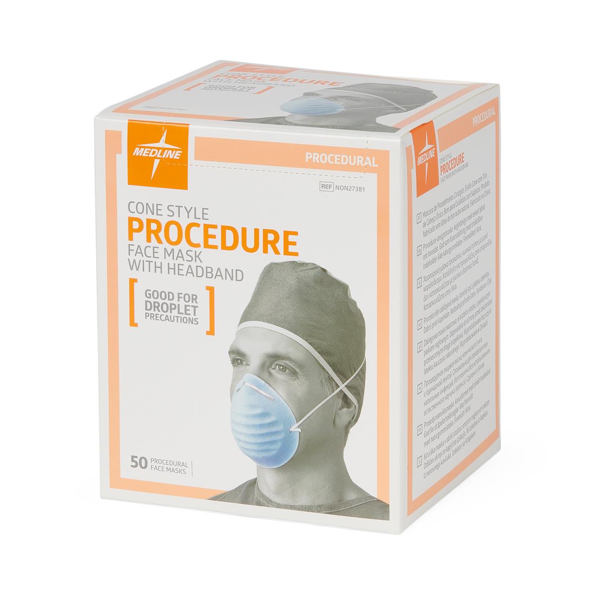 Medline Cone-Style Face Masks with Band