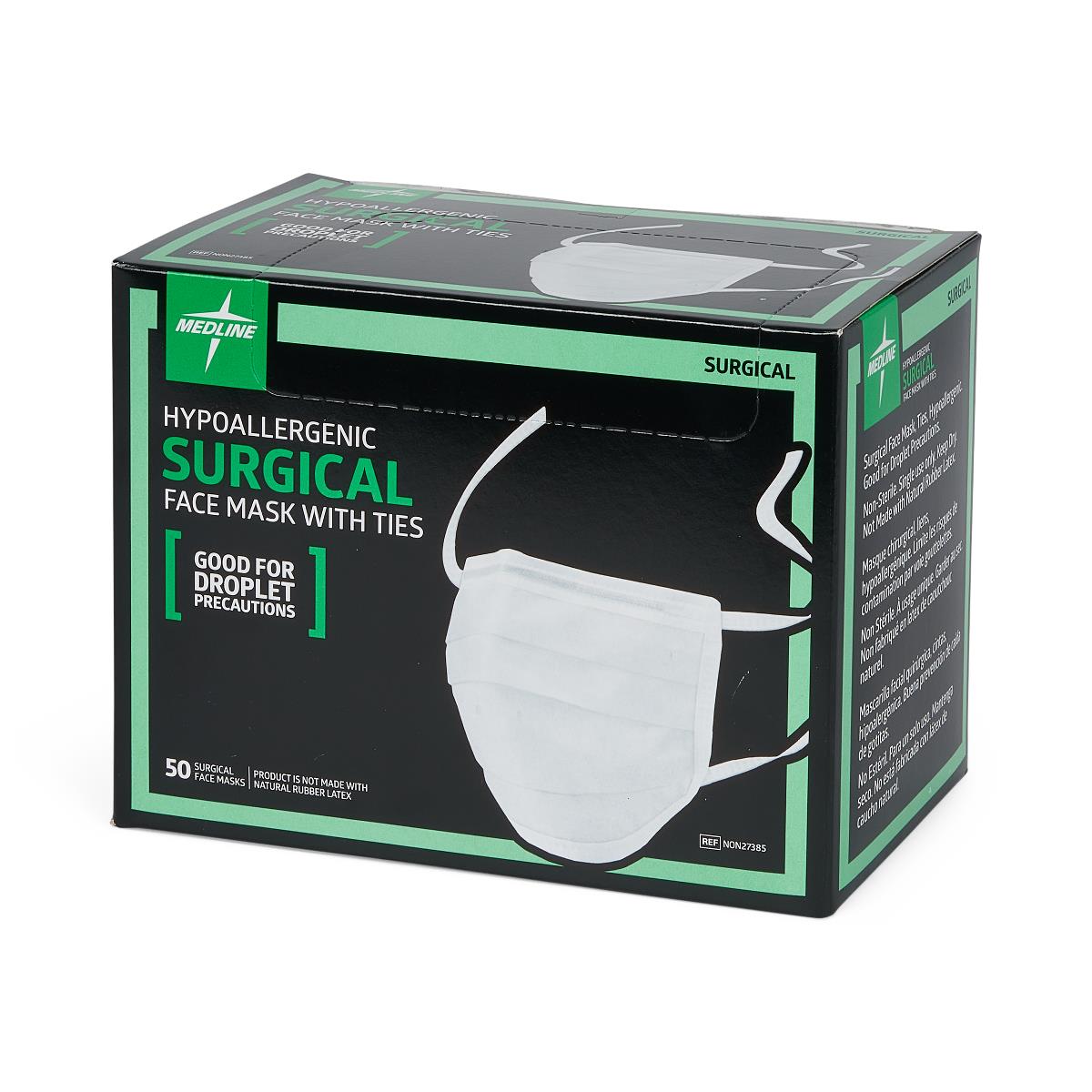 Medline ASTM Level 1 Surgical Mask with Hypoallergenic Filter and Ties