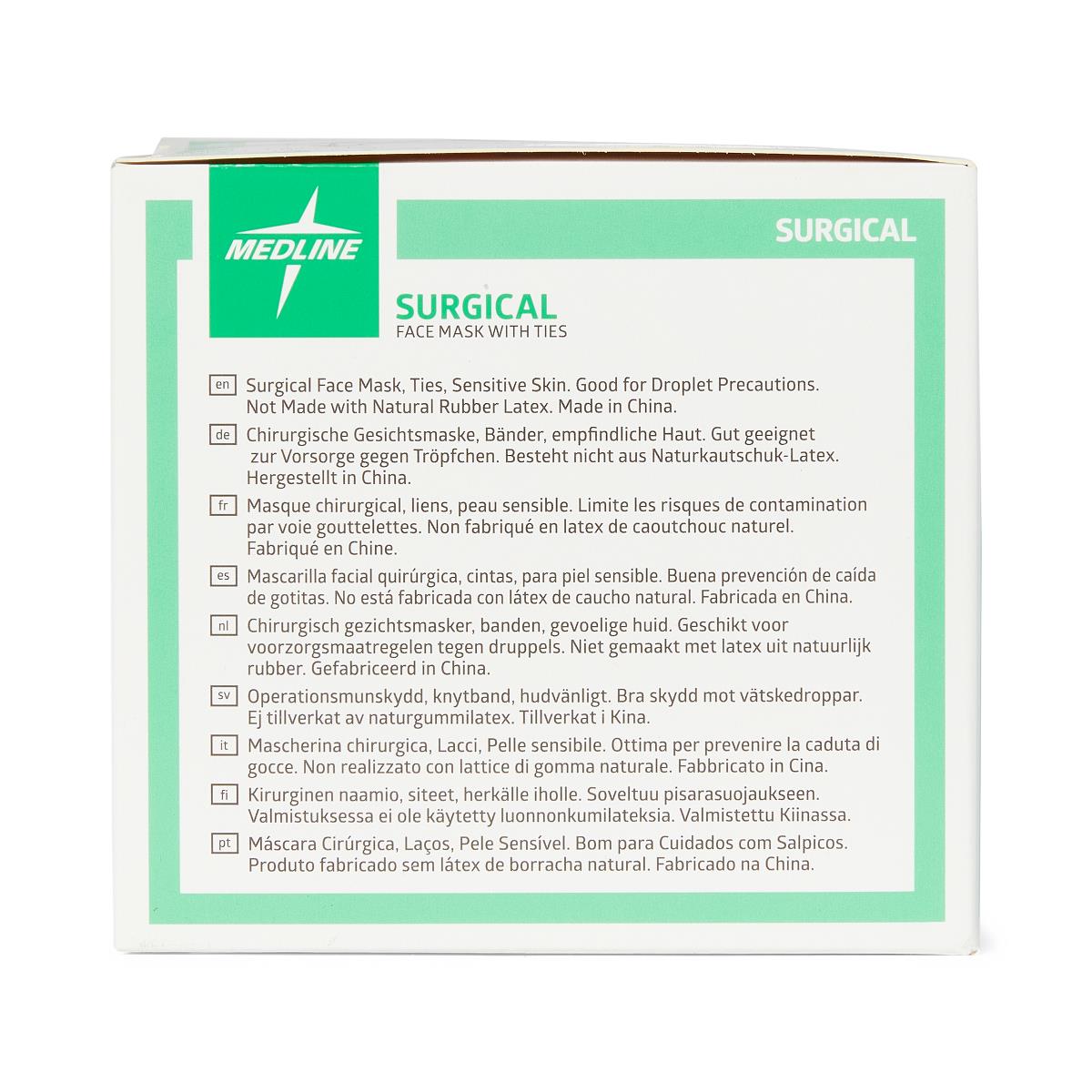 Medline ASTM Level 1 Sensitive Skin Surgical Face Masks with Ties