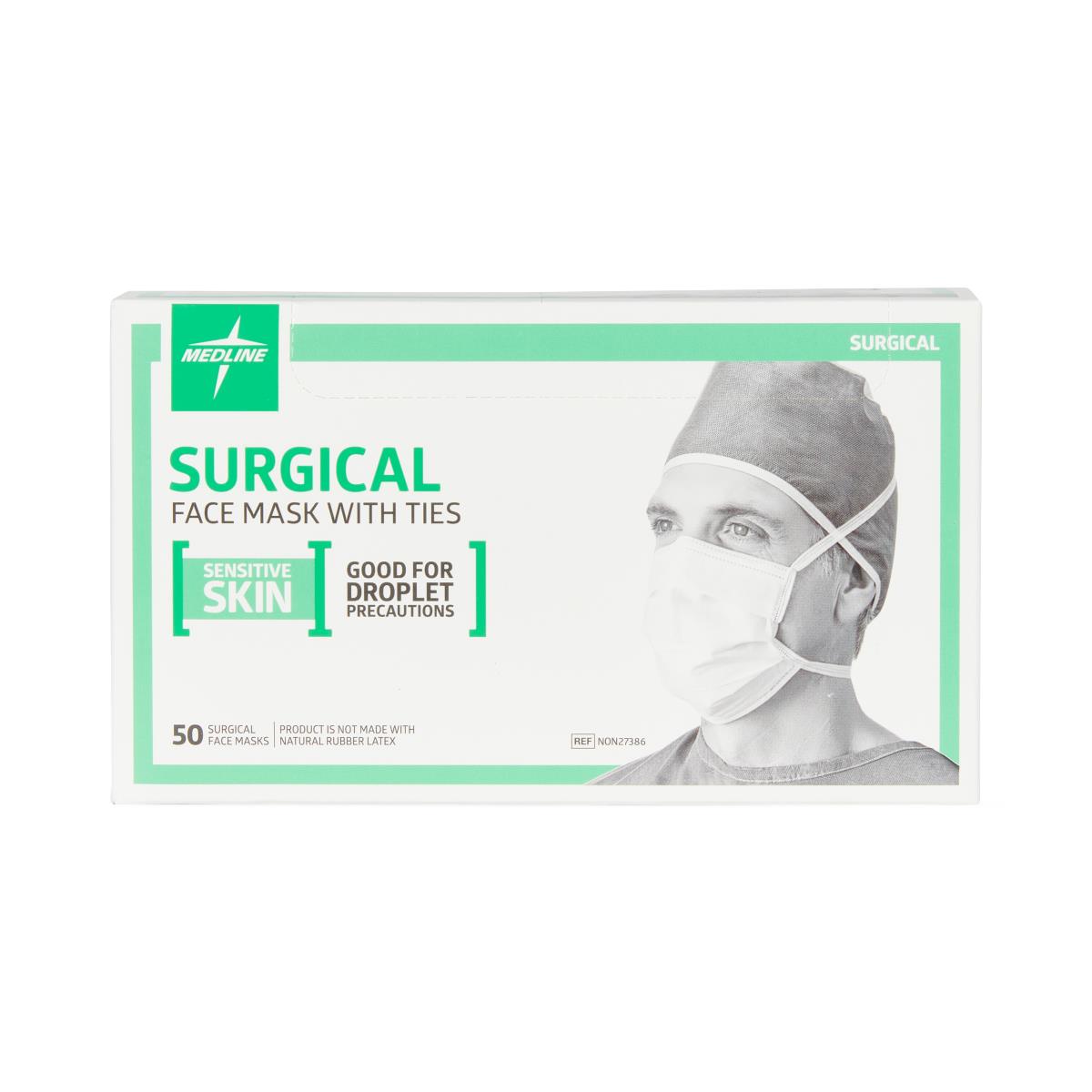 Medline ASTM Level 1 Sensitive Skin Surgical Face Masks with Ties