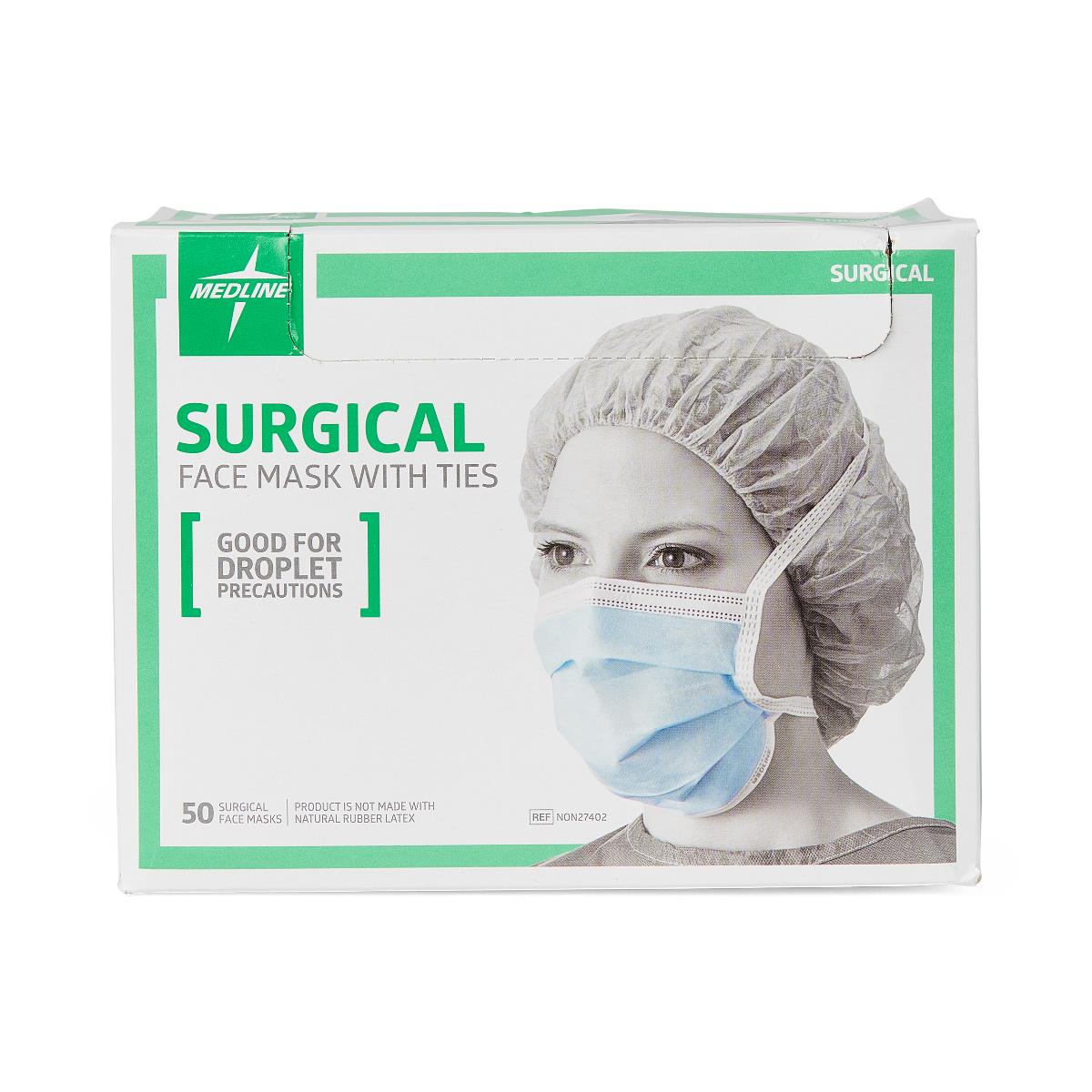 Medline ASTM Level 1 Surgical Face Masks with Ties