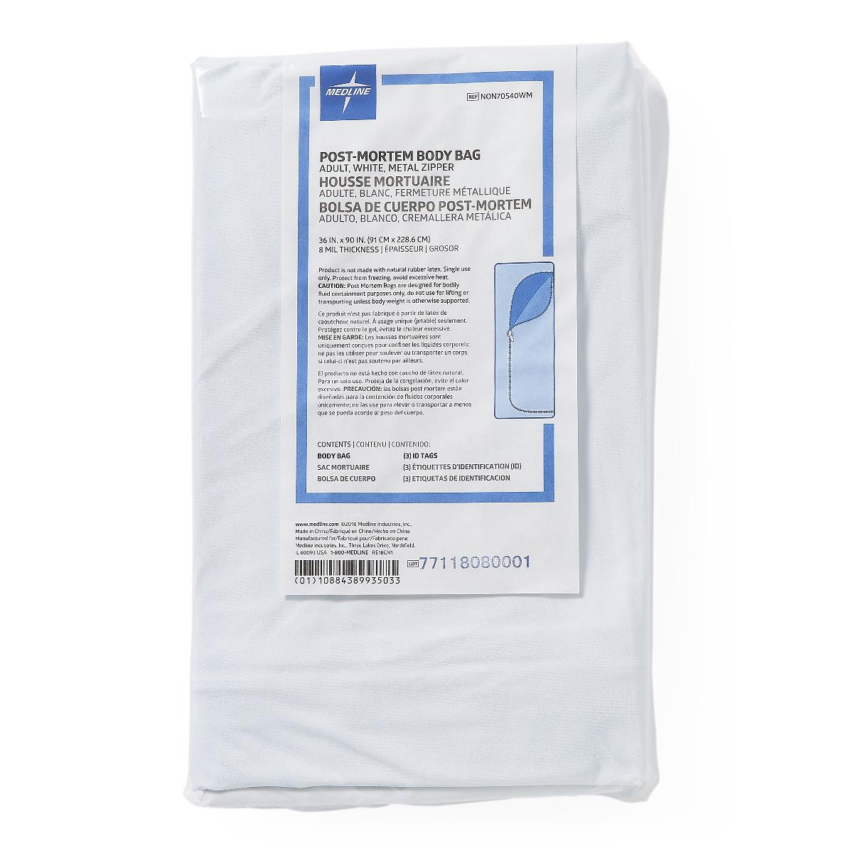 Medline Adult Body Bags with ID Toe Tags - BeHope