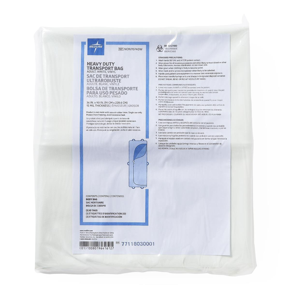 Medline Adult Body Bags With Id Toe Tags - BeHope